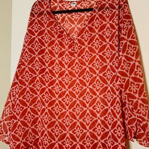 M Sheer Red Long Sleeved Tunic from Old Navy